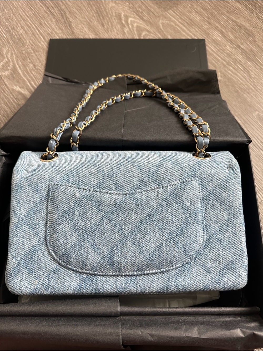CHANEL Light Blue Denim Quilted Flap Bag with Gold CC - Picture 3 of 6